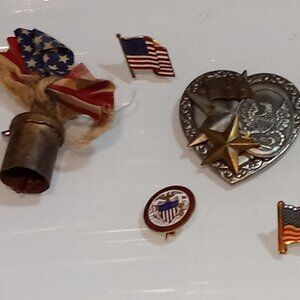 Patriotic 4th of July Lapel Pin Collection (7) Items Red, White + Blue